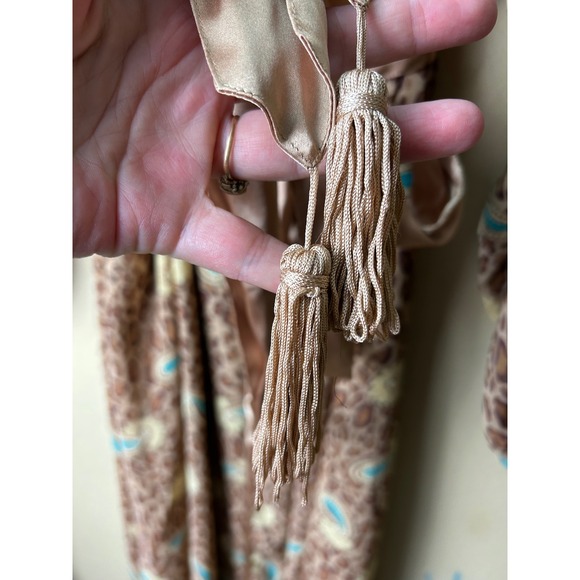 Cabernet Sleep Sense Robe 1X Brown Leopard Paisley Print Satin Trim Long Sleeve - Picture 7 of 8